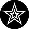 White star icon on black circle