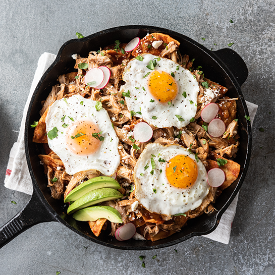 Breakfast quesadillas in a skillet